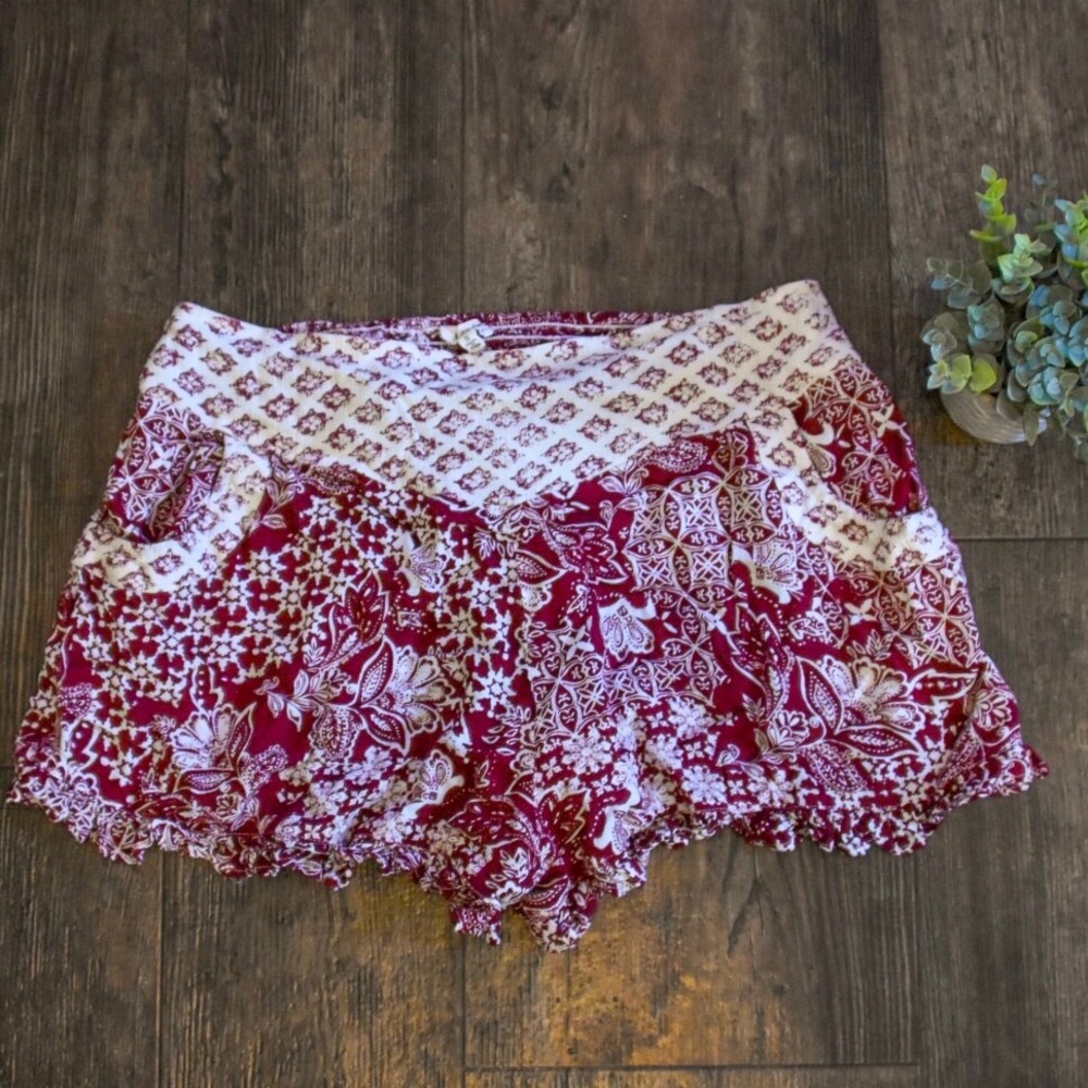Maroon and white shorts